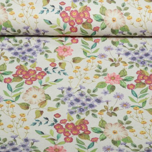 Canvas - Aspect toile de lin numérique Fleurs des champs Natural