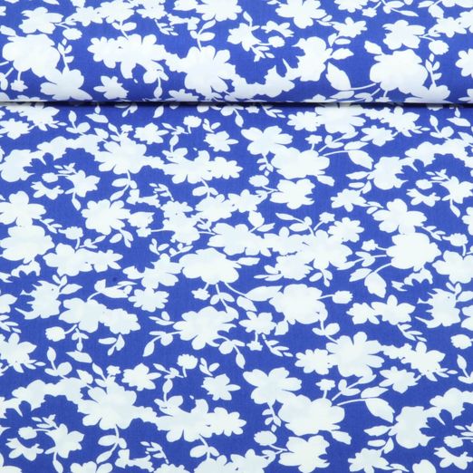 Viscose - Fleurs stretch bleu cobalt