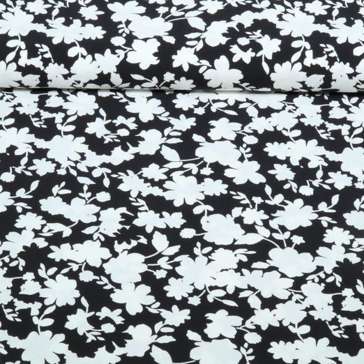 Viscose - Fleurs stretch noir