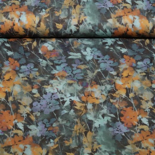 Satin viscose - Digital fleurs noir