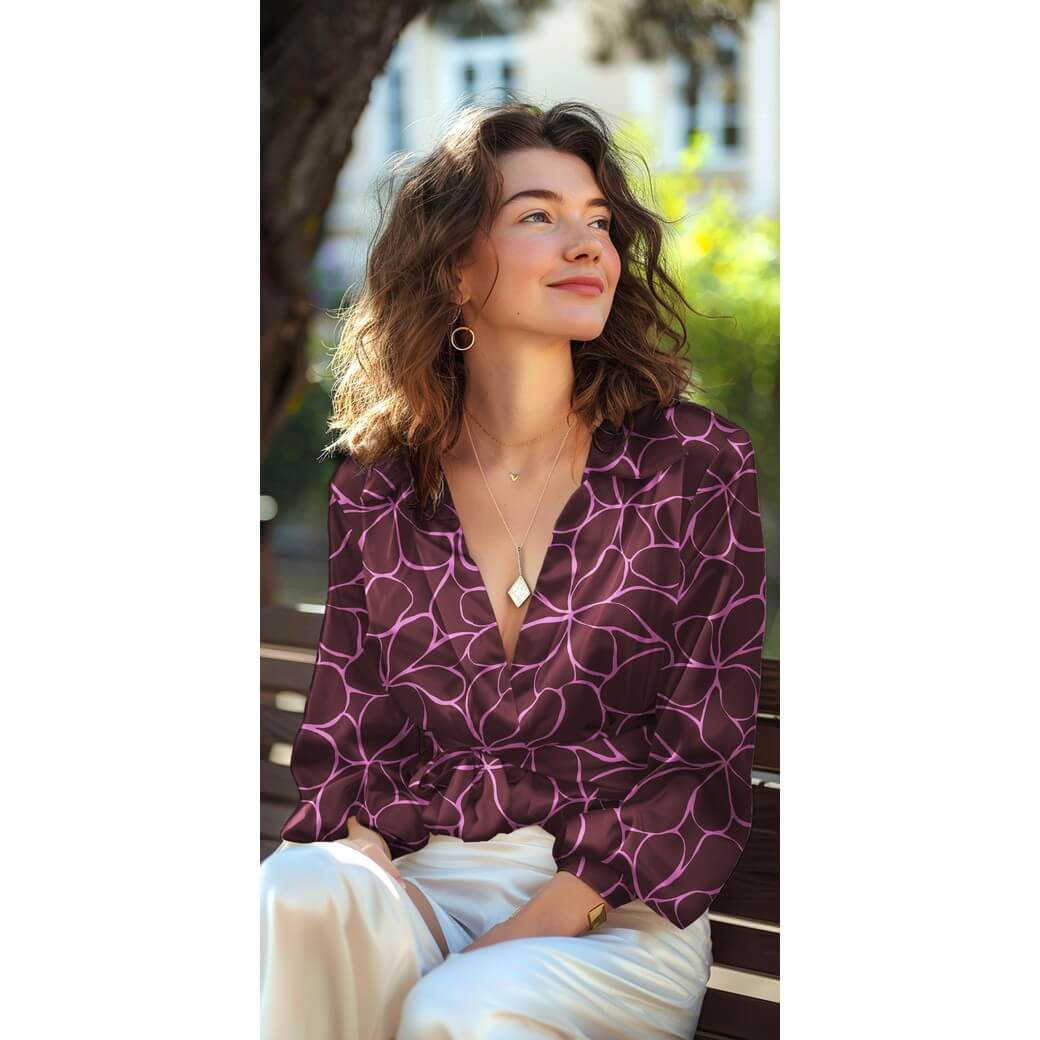 Coton Satin - Grandes fleurs Marron foncé-1 Coton Satin - Grandes fleurs Marron foncé-1