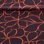 Coton Satin - Grandes fleurs Marron foncé Coton Satin - Grandes fleurs Marron foncé