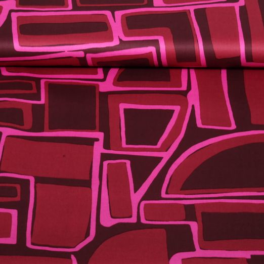 Satin de coton - Géométrique rouge bordeaux Satin de coton - Géométrique rouge bordeaux