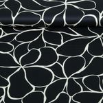 Coton Satin - Grandes Fleurs Noir Coton Satin - Grandes Fleurs Noir