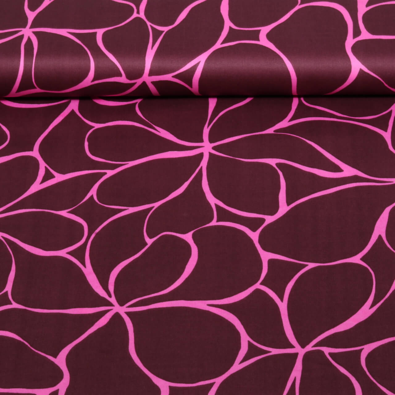 Coton Satin - Grandes fleurs rouge bordeaux-0 Coton Satin - Grandes fleurs rouge bordeaux-0