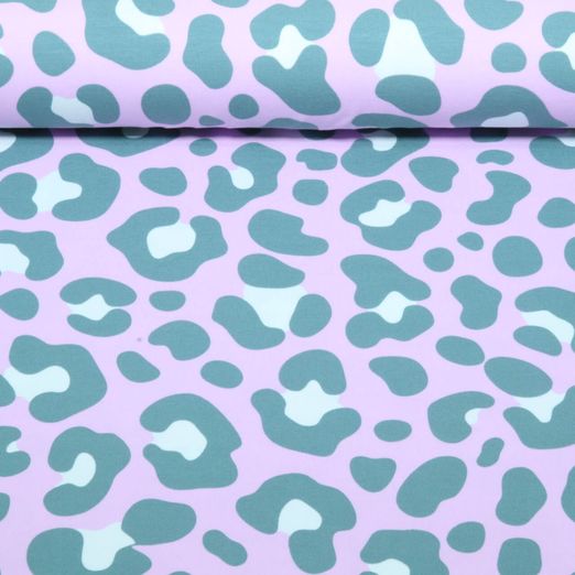 Jersey - Motif léopard Multicolore Lilas