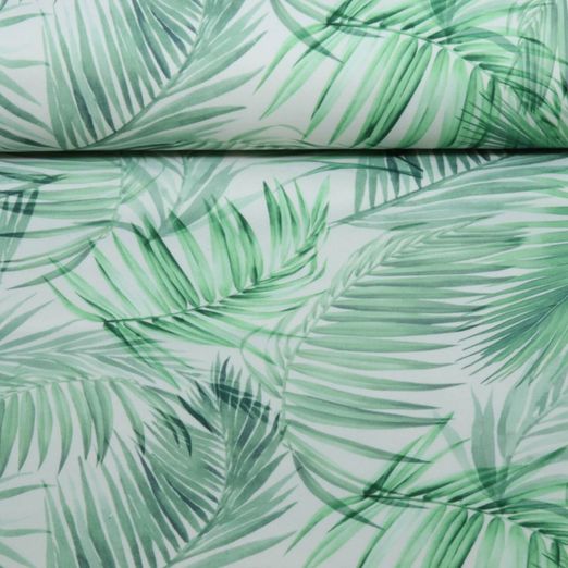 Tissu d'extérieur - Digital Hydrofuge Feuilles Blanches