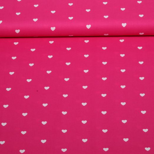 Popeline de coton - Coeurs Fuchsia Blanc Popeline de coton - Coeurs Fuchsia Blanc