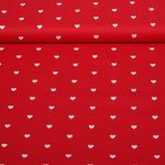 Popeline de coton coeurs - Rouge Blanc