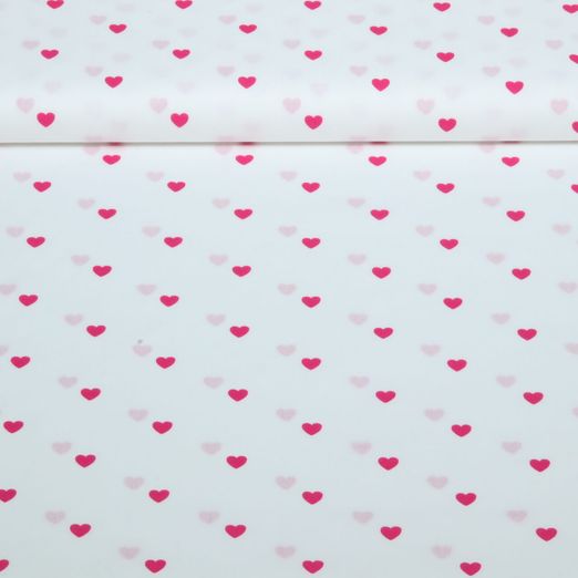 Popeline de coton coeurs Blanc Fuchsia Popeline de coton coeurs Blanc Fuchsia