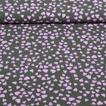 Viscose - coeurs Vert militaire Ecovero™