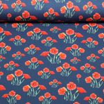 Jersey - Digitaldruck Mohnblumen Jeansblau