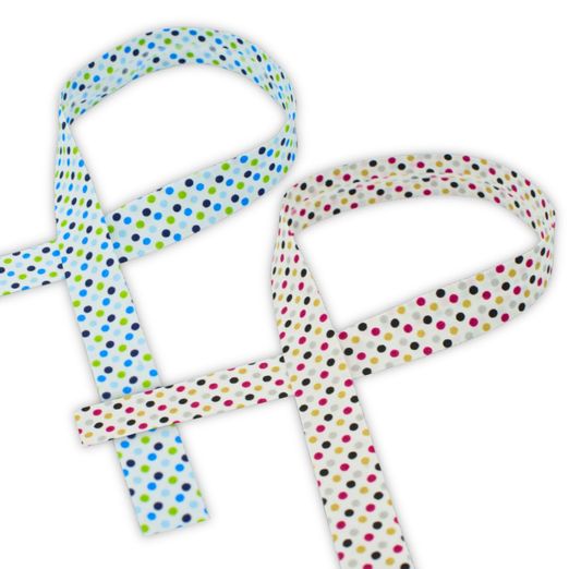 Biais coton à pois 18mm - vendu au mètre - Multicolore Biais coton à pois 18mm - vendu au mètre - Multicolore