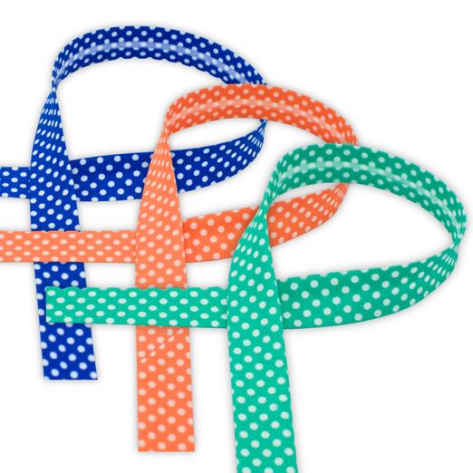 Biais coton à pois 18mm - au mètre Biais coton à pois 18mm - au mètre