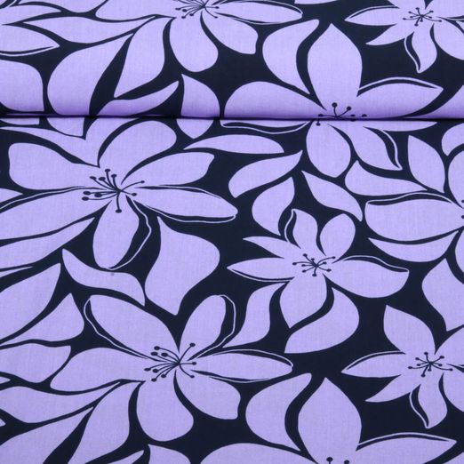 Viscose - Grandes fleurs Bleu marine