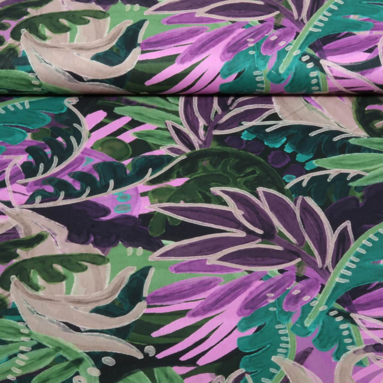 Coton-viscose - Feuilles Violet Violet-0 Coton-viscose - Feuilles Violet Violet-0