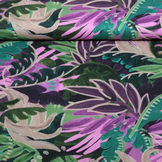 Coton-viscose - Feuilles Violet Violet Coton-viscose - Feuilles Violet Violet