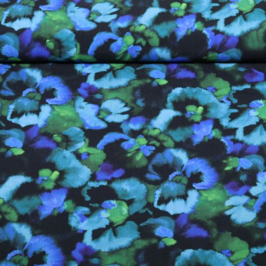 Viscose - fleurs numériques Bleu Ecovero™ Viscose - fleurs numériques Bleu Ecovero™