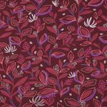 Popeline di cotone - Rami di foglie digitali rosso Bordeaux