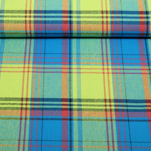 Coton tissé - Carreaux Madras Turquoise Teints au fil Coton tissé - Carreaux Madras Turquoise Teints au fil