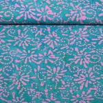 Coton tissé - Batik fait main Fleurs Bleu pétrole Coton tissé - Batik fait main Fleurs Bleu pétrole