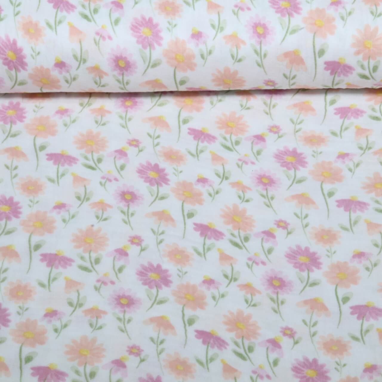 Gaze de coton - Qjutie & the Qjutest Fleurs Blanc-0 Gaze de coton - Qjutie & the Qjutest Fleurs Blanc-0