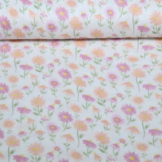 Gaze de coton - Qjutie & the Qjutest Fleurs Blanc Gaze de coton - Qjutie & the Qjutest Fleurs Blanc