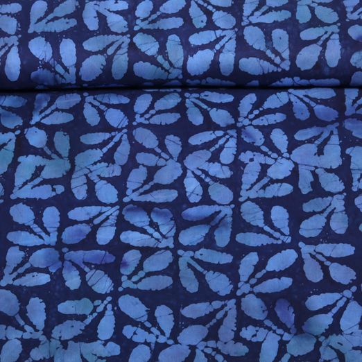Viskose - Batik Handgefertigt Tulpen Marine