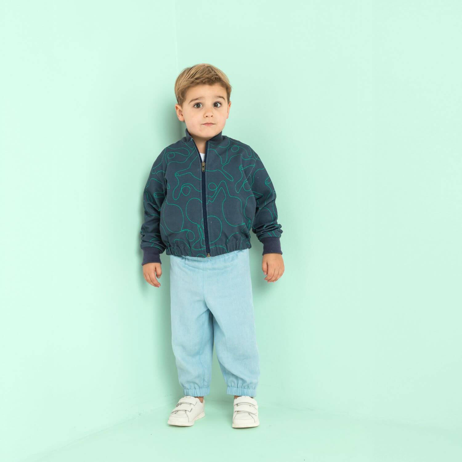 Sweat d'été - French Terry Qjutie & the Qjutest Lignes Bleu jeans-1 Sweat d'été - French Terry Qjutie & the Qjutest Lignes Bleu jeans-1