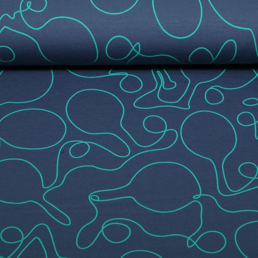 Sweat d'été - French Terry Qjutie & the Qjutest Lignes Bleu jeans
