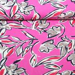Viscose - Fleurs stretch Rose vif Viscose - Fleurs stretch Rose vif