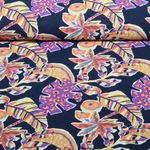 Tissu robes et blouses - Feuilles tropicales Bleu nuit