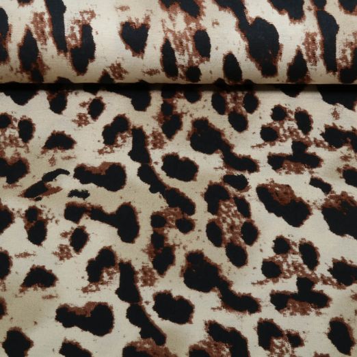 Jersey de viscose - Motif léopard numérique Grand Beige Jersey de viscose - Motif léopard numérique Grand Beige