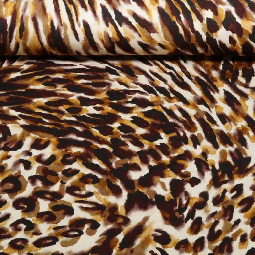 Jersey de viscose - Digital Léopard aquarelle Marron Jersey de viscose - Digital Léopard aquarelle Marron