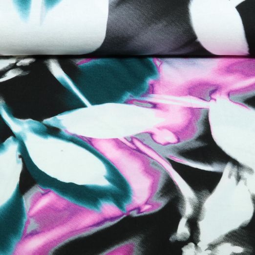 Jersey de viscose - Fleurs Fuchsia