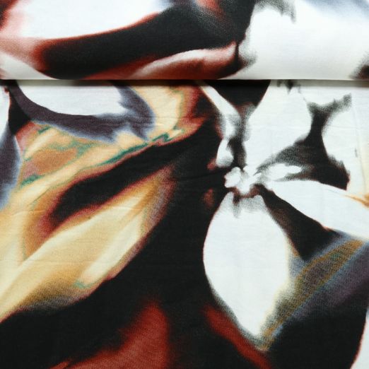 Jersey de viscose - Fleurs Marron
