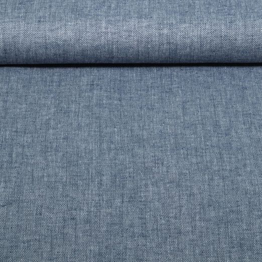 Lin de coton - Chambré chevrons Bleu marine Lin de coton - Chambré chevrons Bleu marine