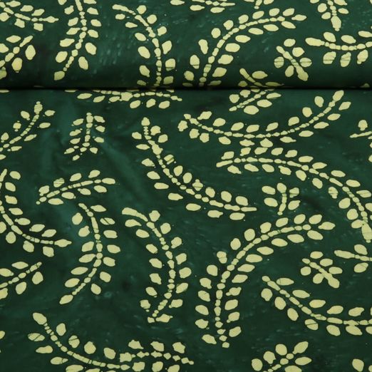Coton tissé - Batik fait à la main Feuilles Vert Ananas Coton tissé - Batik fait à la main Feuilles Vert Ananas