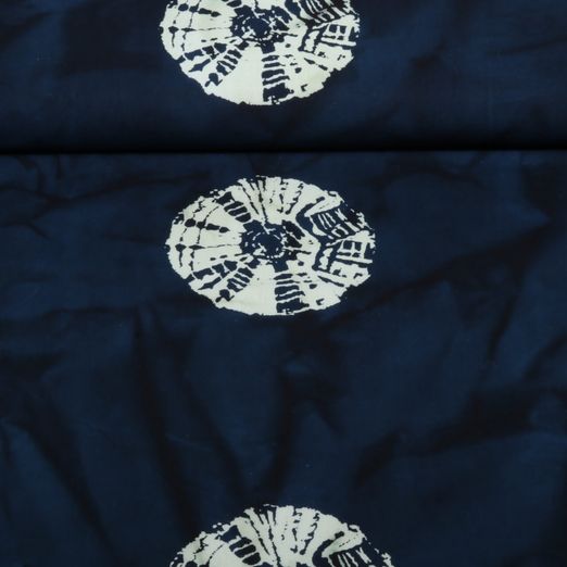 Baumwoll-Webware - Batik Handgefertigt Kreise Marine