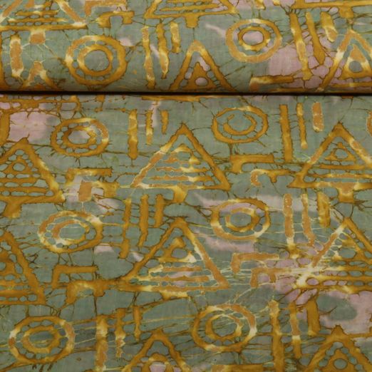 Coton tissé - Batik Arbres à la main Ocre Coton tissé - Batik Arbres à la main Ocre