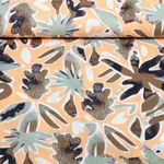 Viscose - Crêpe Abstrait Feuilles Rose