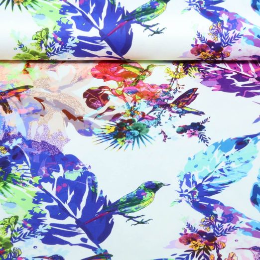 Baumwoll-Satin - Stretch Kolibri Weiß
