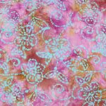 Vävt tyg i bomull - batik handgjorda blommor lila