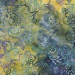 Vävt tyg av bomull - Batik Handgjorda blommor Grön