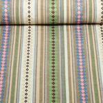 Jacquard Canvas - Mexiko Streifen Mix Blumen Natur