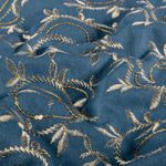 Jeansbukser – stretch, blomstermønster, broderet, pailletter, indigo-blå