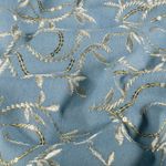 Calças de ganga - stretch leaves embroidered sequins indigo blue