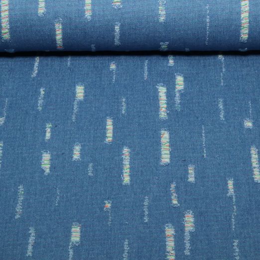 Tissu jeans pantalon - look usé bleu clair