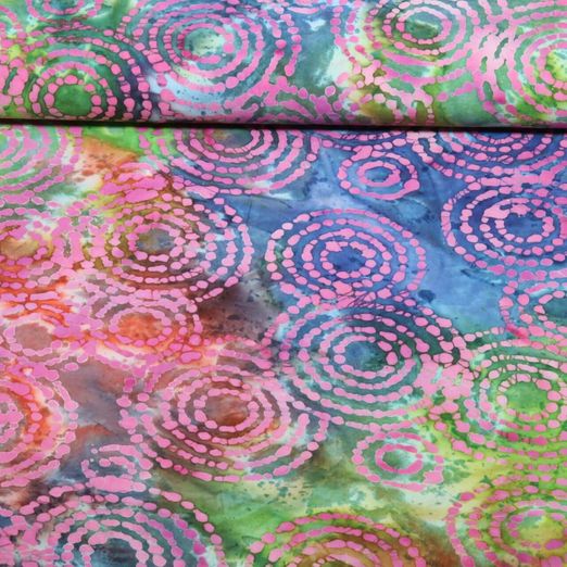 Baumwoll-Webware - Batik Handgefertigt Kringel Multicolor