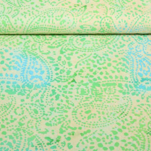 Coton tissé - Batik fait main Paisley Vert